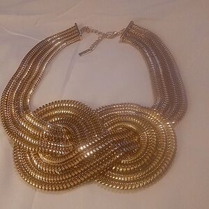 Mika  Gold Interwine Herringbone Statement Necklace